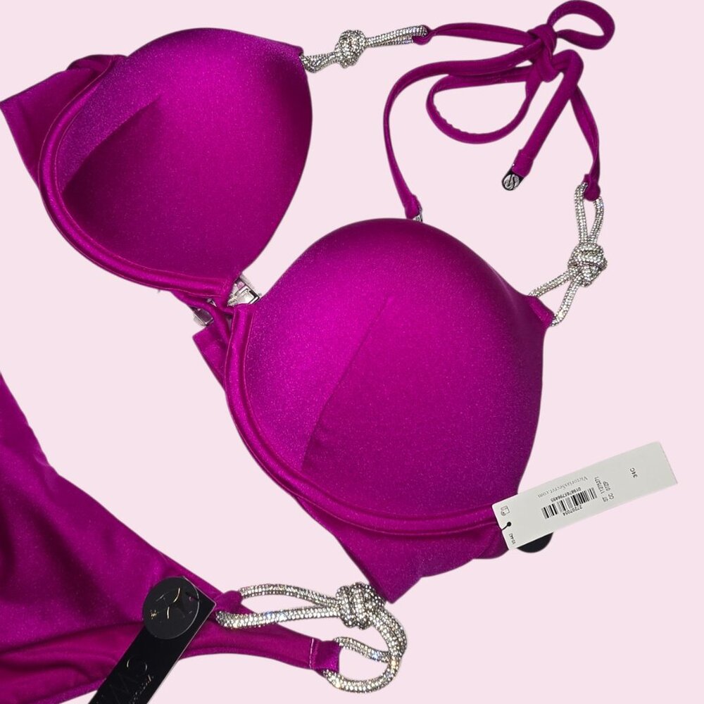 Victoria's Secret Adds 2 Cups Bombshell Bikini with Shine Rope Berrylisious NWT